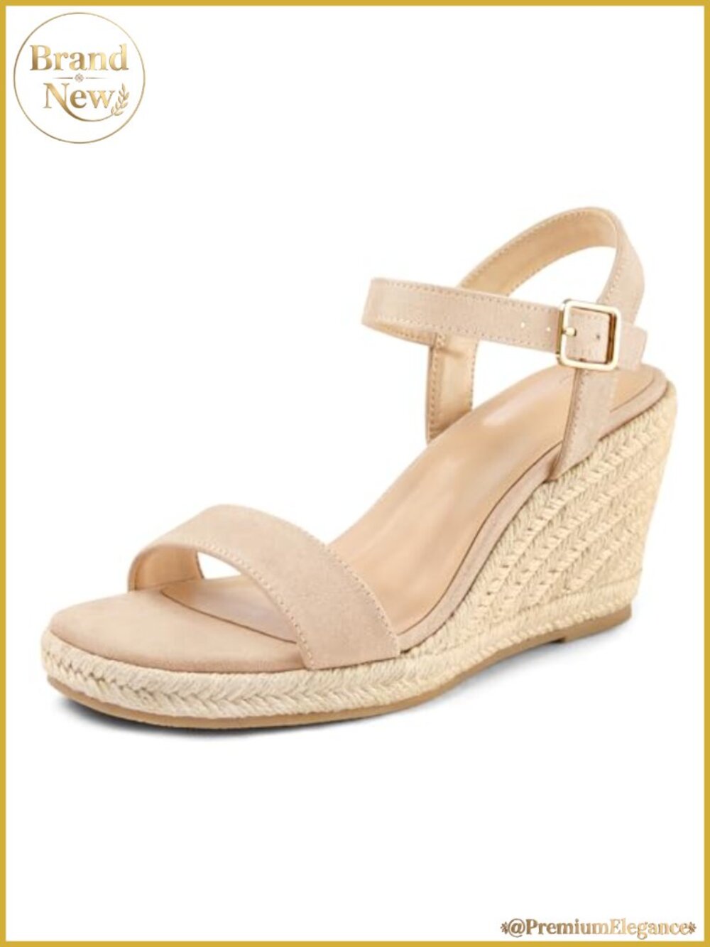 Faux Suede Espadrille Wedge Sandals with Adjustable Ankle Strap